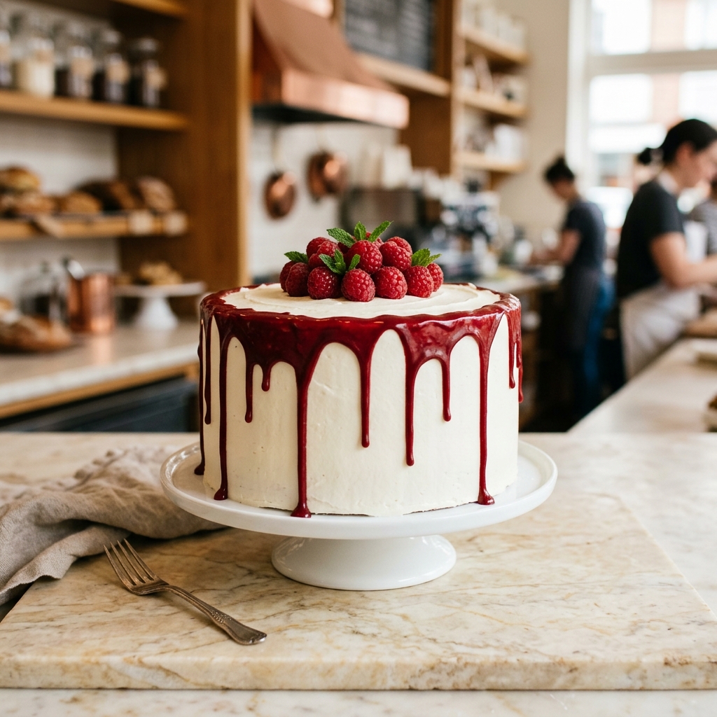 Red Drip Valentine Cake in Paris — Price on request | Emotions